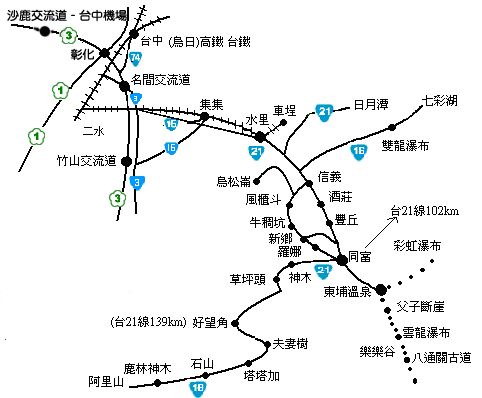 東埔溫泉區交通路線圖